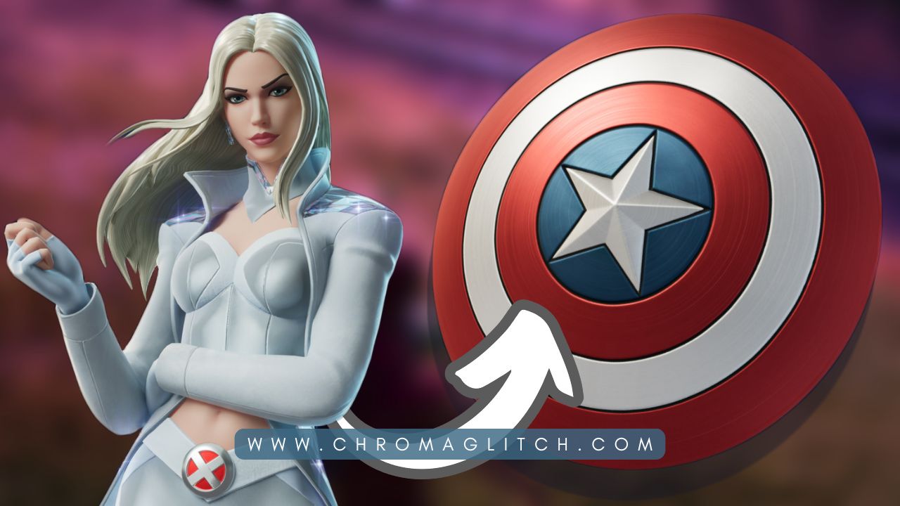 emma frost from fortnite with the captain america sheild