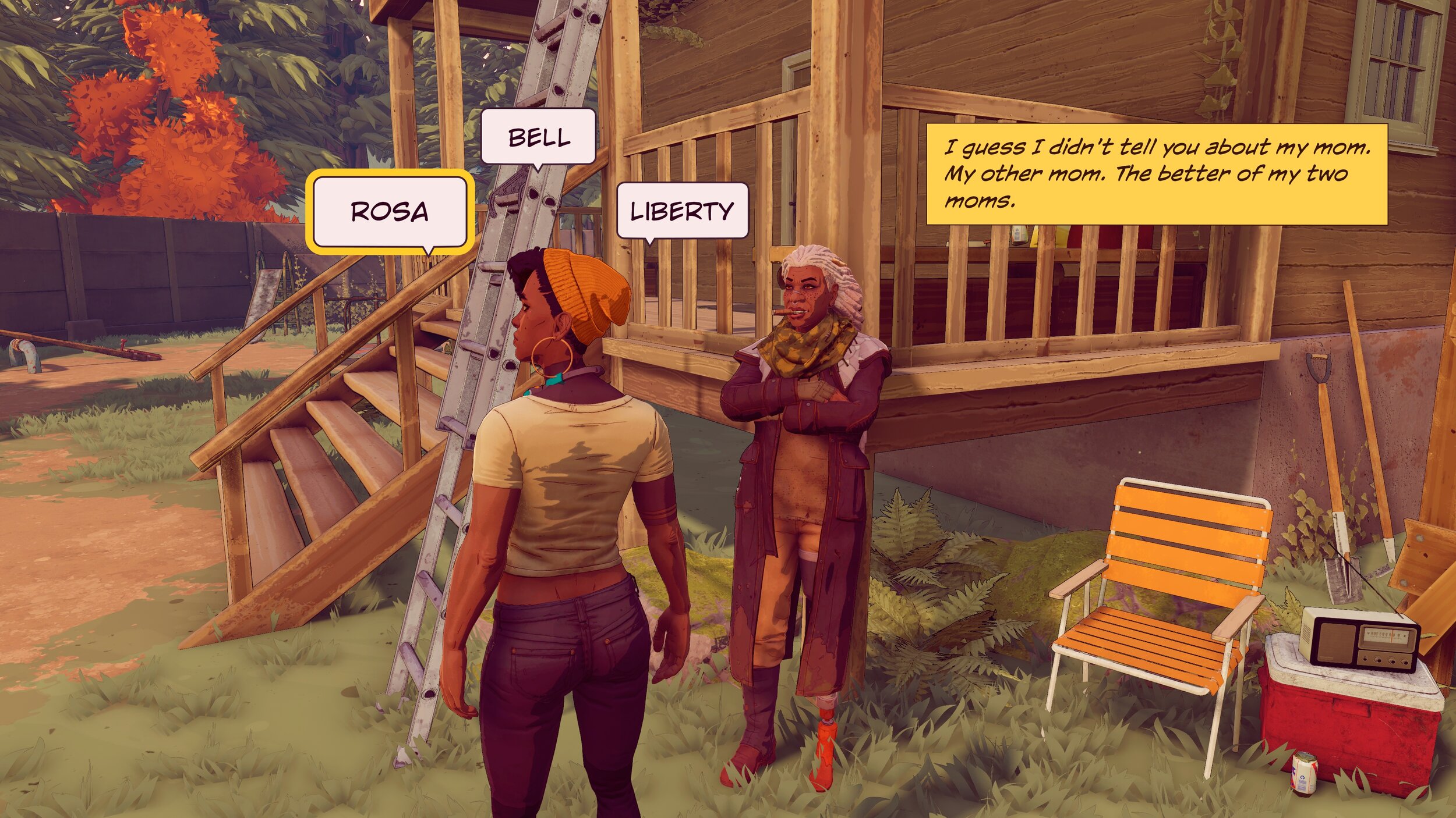Gameplay image from the Dustborn games dialogue options.