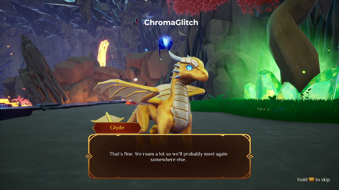 Screenshot of dialogue from the Glyde the Dragon demo