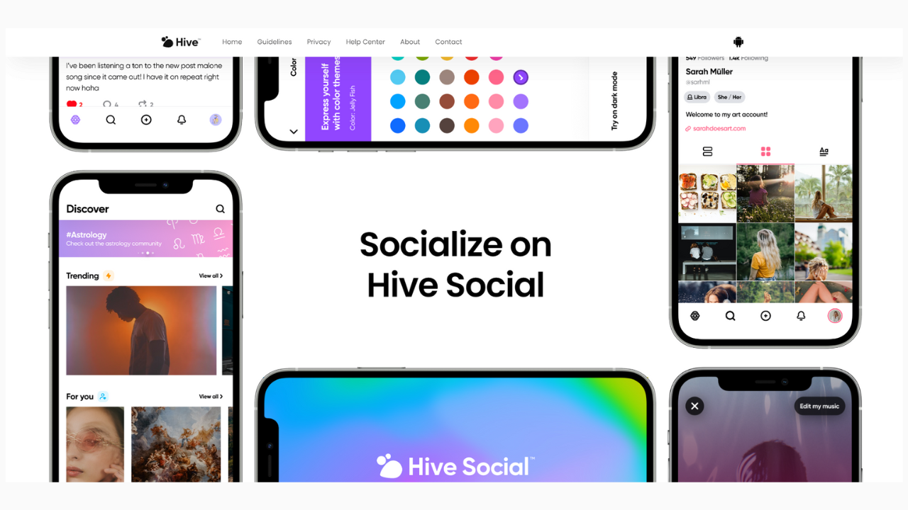 Hive Social website landing page screenshot