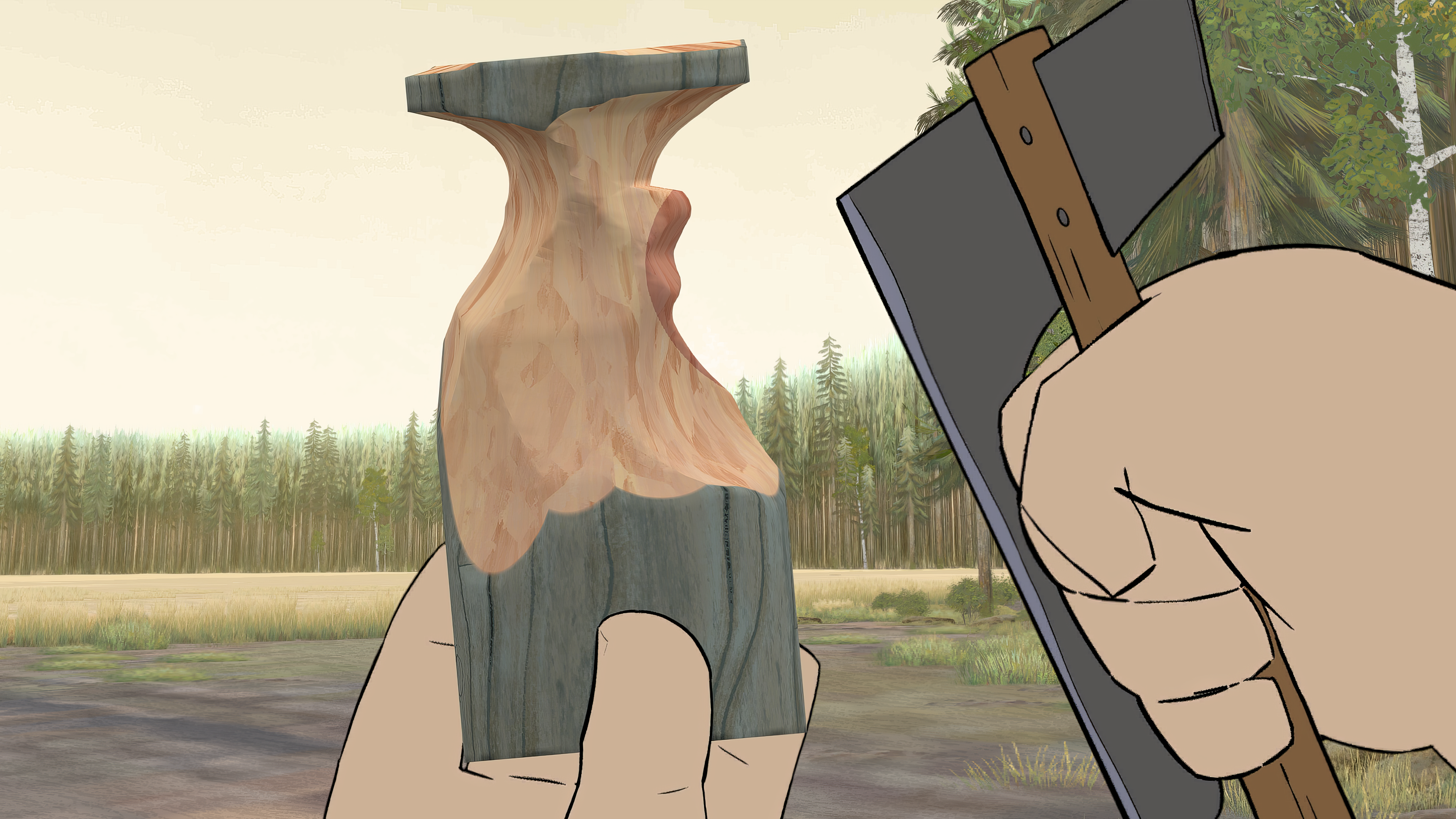 Screenshot of the woodworking mechanic in Pine.