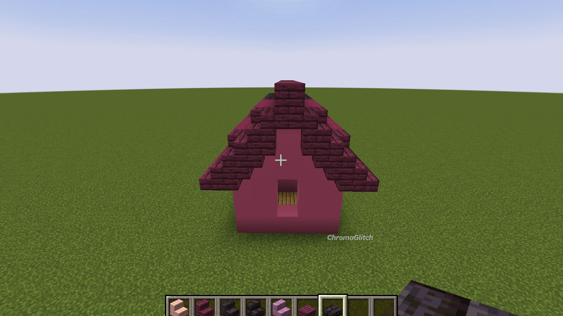 Screenshot of the wicked themed roof from the side.