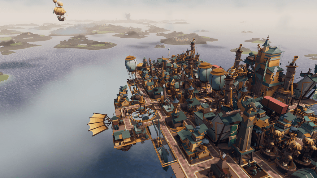 Airborne Empire key art showing a large floating city in the sky.