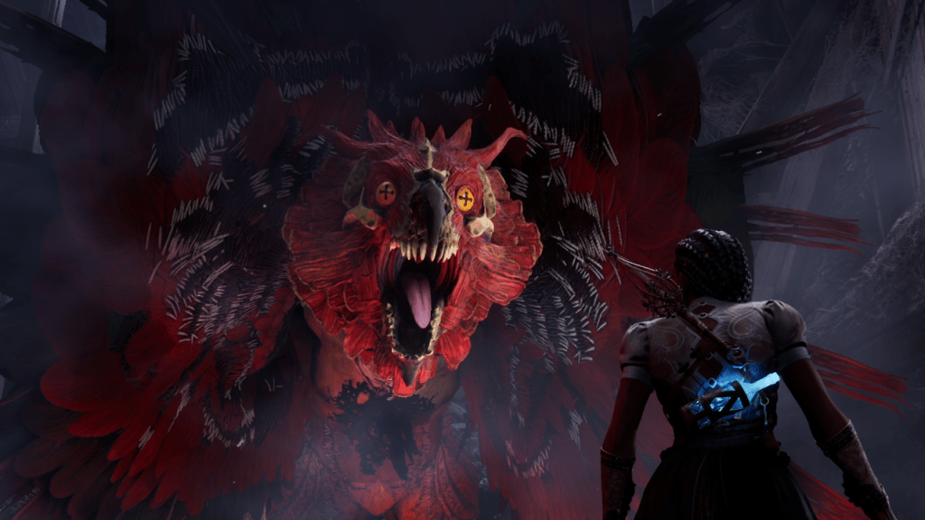 Screenshot of SOuth of Midnights Rougaru howling at Hazel.