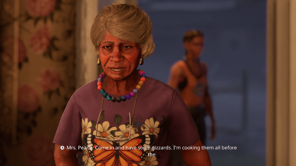 Screenshot of Mrs Pearl from the South of Midnight game.