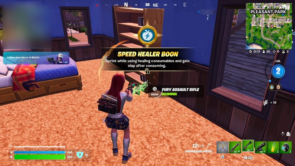 Screenshot of a boon being rewarded to a player in Fortnite Blitz Royale mode.