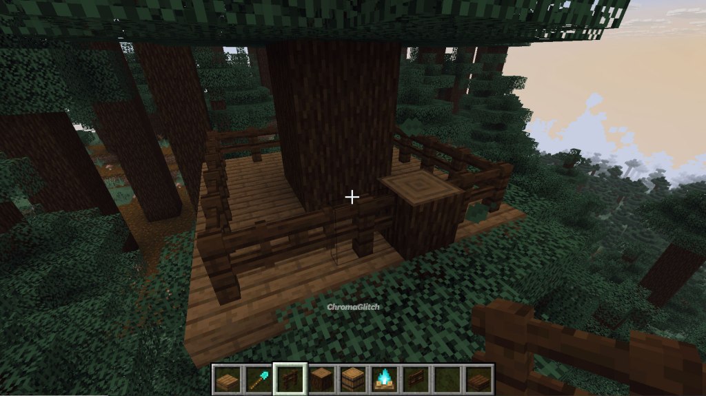 Fence posts are now around the perimeter of the square base.