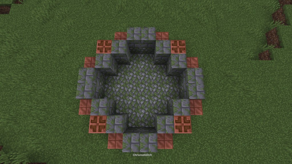 The base of the well is now rounded out using copper blocks.