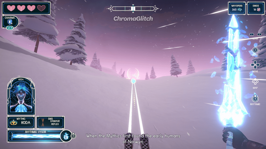 A screenshot of a winter landscape from the game Fresh Tracks.