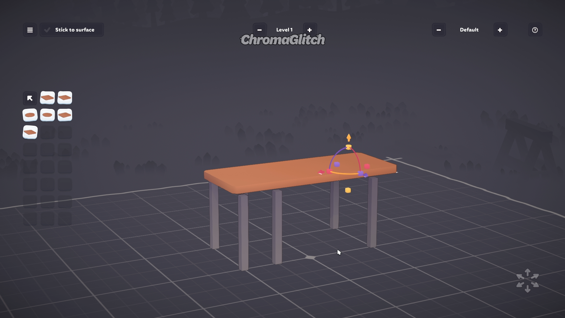 A table positioned on a grid.