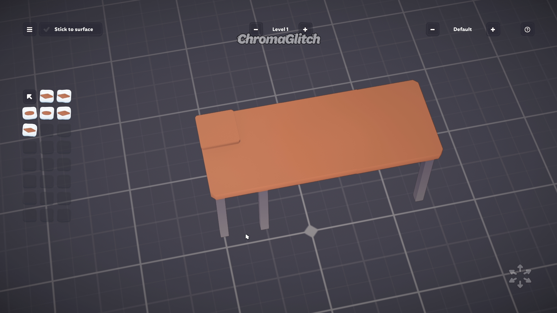 Screenshot of a single small square on top of a rectangular table.
