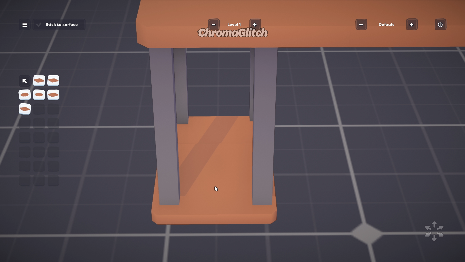 Screenshot of a small rectangle in between the shorter spaced legs on the table.