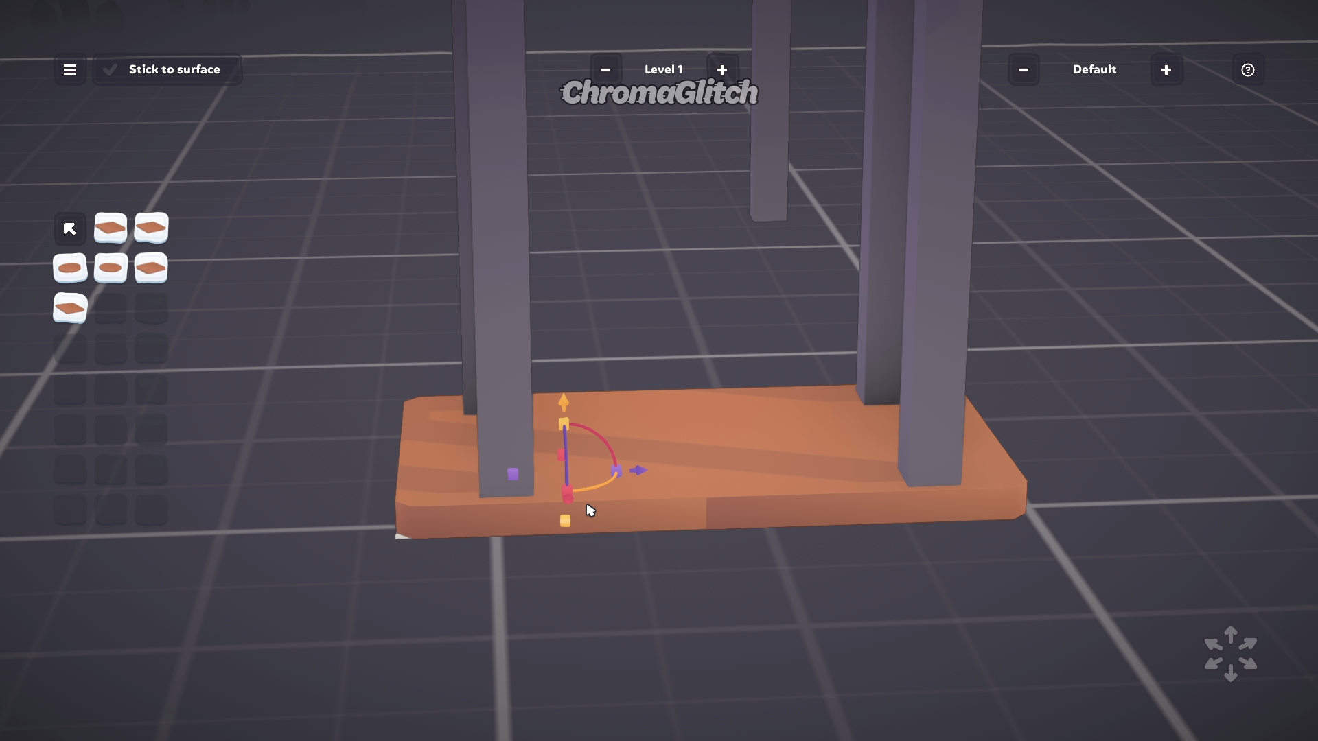 Side view of the small rectangle shelf still on the grid.