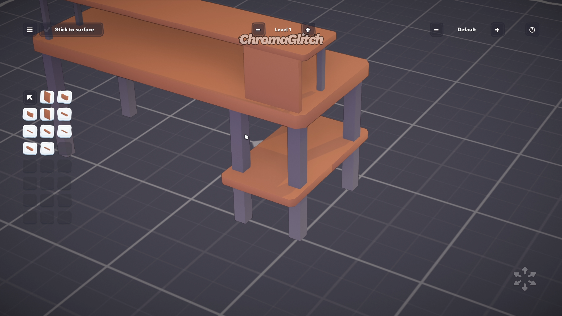 A small square is placed on the back of the top shelf of the desk covering the supports in the back.