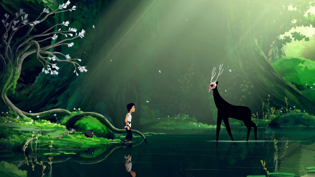 Screenshot of lana and a deer-like creature.