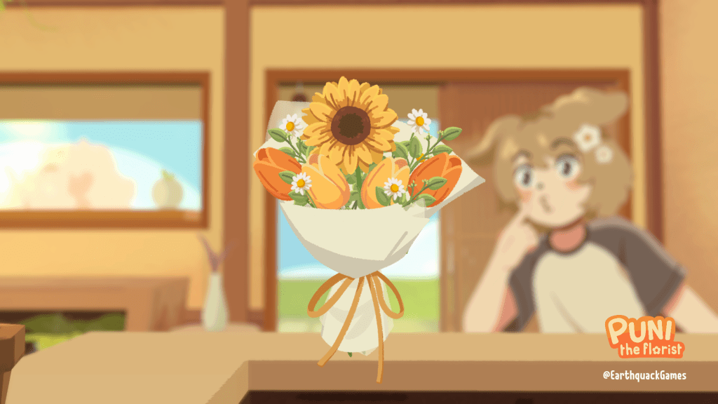 Screenshot of a floral arrangemment in Puni the Florist.