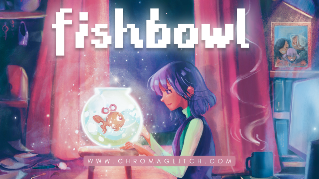 Fishbowl Cover Art with a girl and a toy fish.